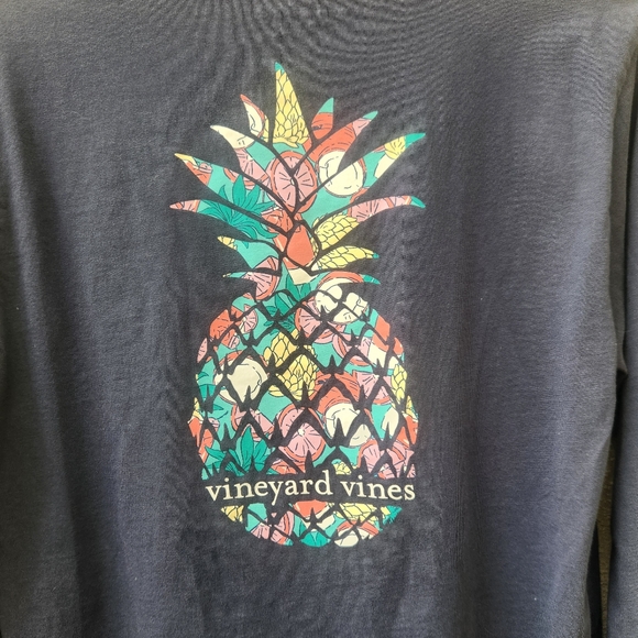 VINEYARD VINES Shirt Small Blue Pineapple Spellout Long Sleeve - Picture 7 of 11